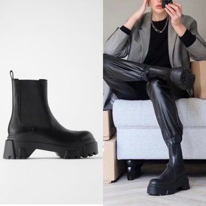 ZARA LEATHER ANKLE BOOTS WITH LUG SOLES